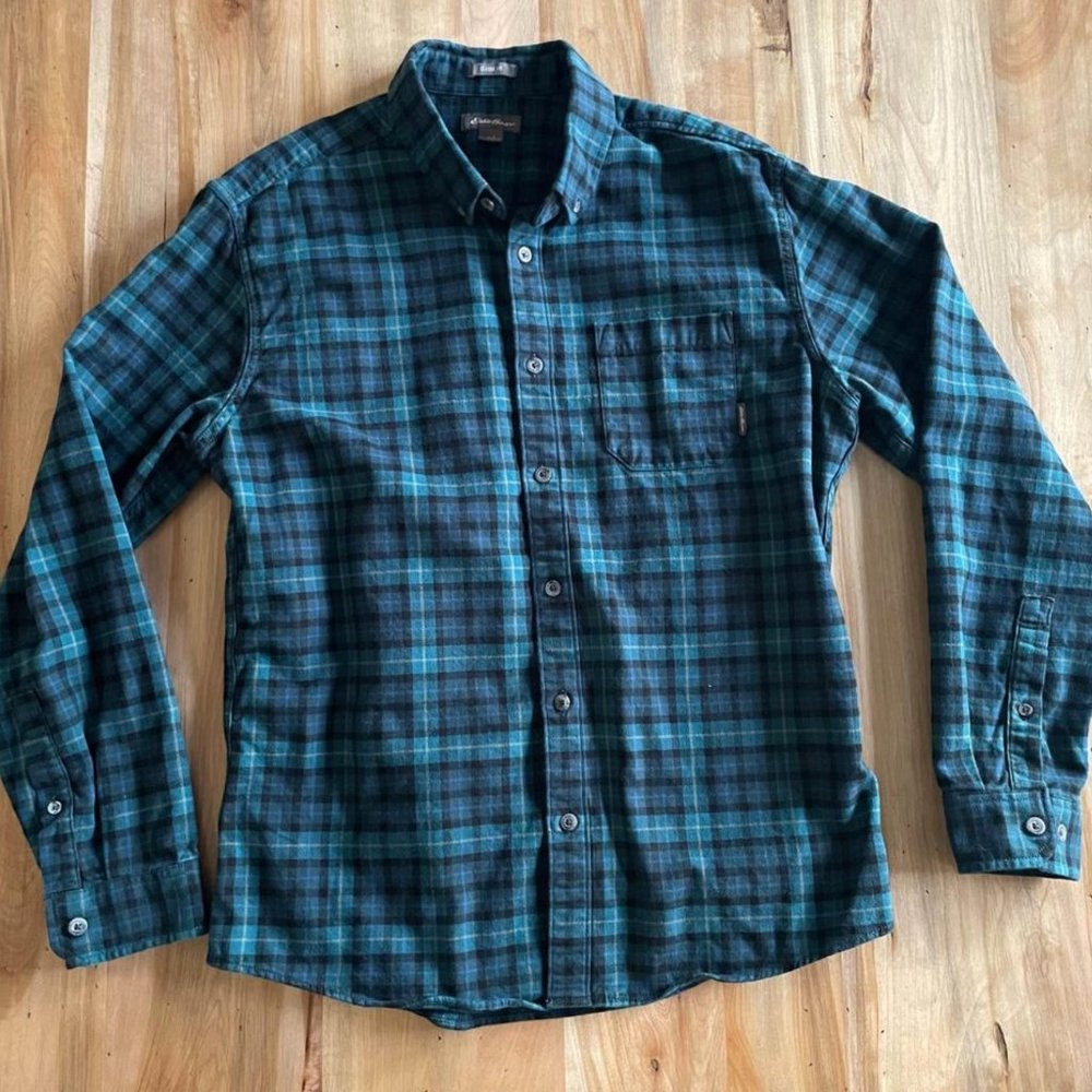 Men's Eddie Bauer 100% Cotton Classic Fit Navy Flannel Size Large